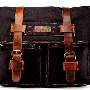 Gearonic Vintage Canvas Leather Messenger Bag